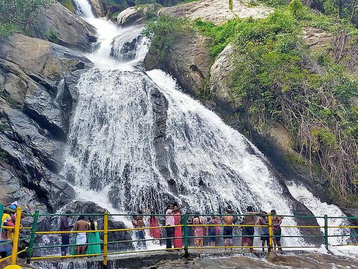 Monkey Falls near Aliyar Dam with very low water flow during summer season